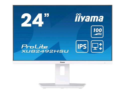 iiyama ProLite XUB2492HSU-W6 - Monitor a LED - 24" (23.8" visualizzabile) - 1920 x 1080 Full HD (1080p) @ 100 Hz - IPS - 250 cd/m² - 1300:1 - 0.4 ms - HDMI, DisplayPort - altoparlanti - bianco opco